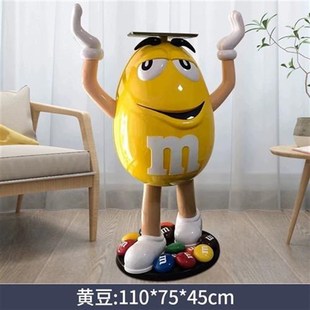 卡通m豆人玻璃钢雕塑客厅电视柜商场店铺橱窗装饰发光网红摆件