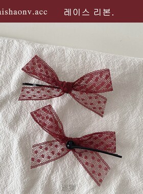 Pure handmade ~ Japanese Lolita Red Lace Bow Clip simple tem