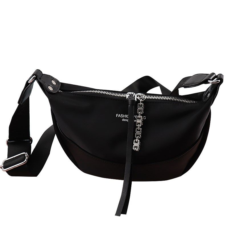 帆布包女2024新款时尚休闲腰包女高级宽肩带牛津布女包单肩斜挎包