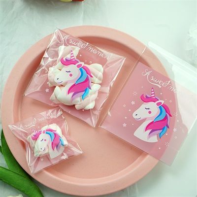 网红100pcs Pink Unicorn Plastic Self Adhesive Bags Cookie Bi