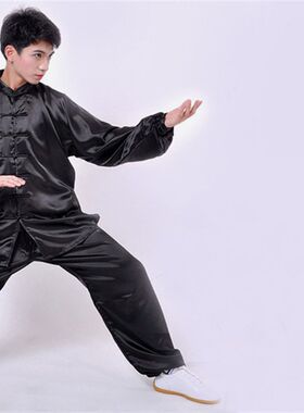 新款气功太极拳服晨练服中老年服装练剑服武术练S功服女手工太极