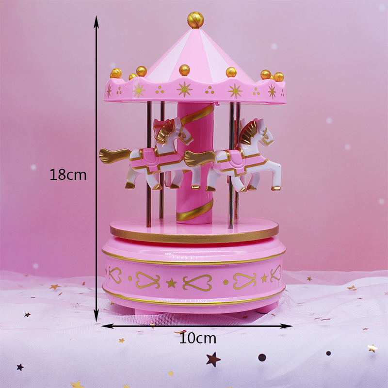 旋转木马生日蛋糕装饰音乐盒钢琴儿童情人节礼物节日创意摆件配件