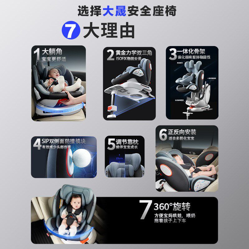 婴儿车载专用f安全座椅开车带娃神器 360°可旋转汽车儿童安全座