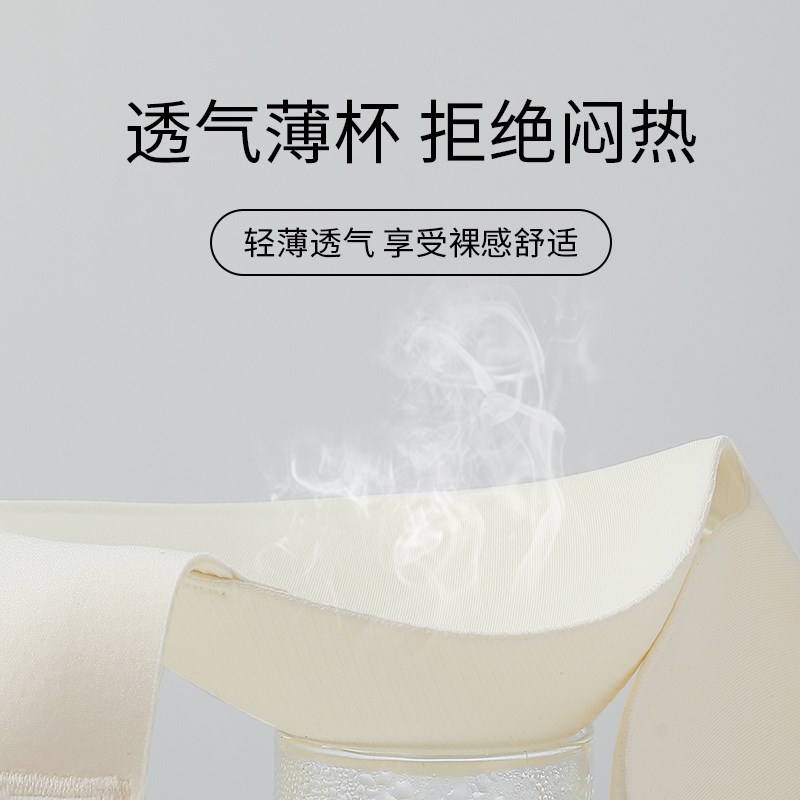 白色薄款内衣女大胸显小胸夏季无钢圈文胸罩大码bra聚拢上托