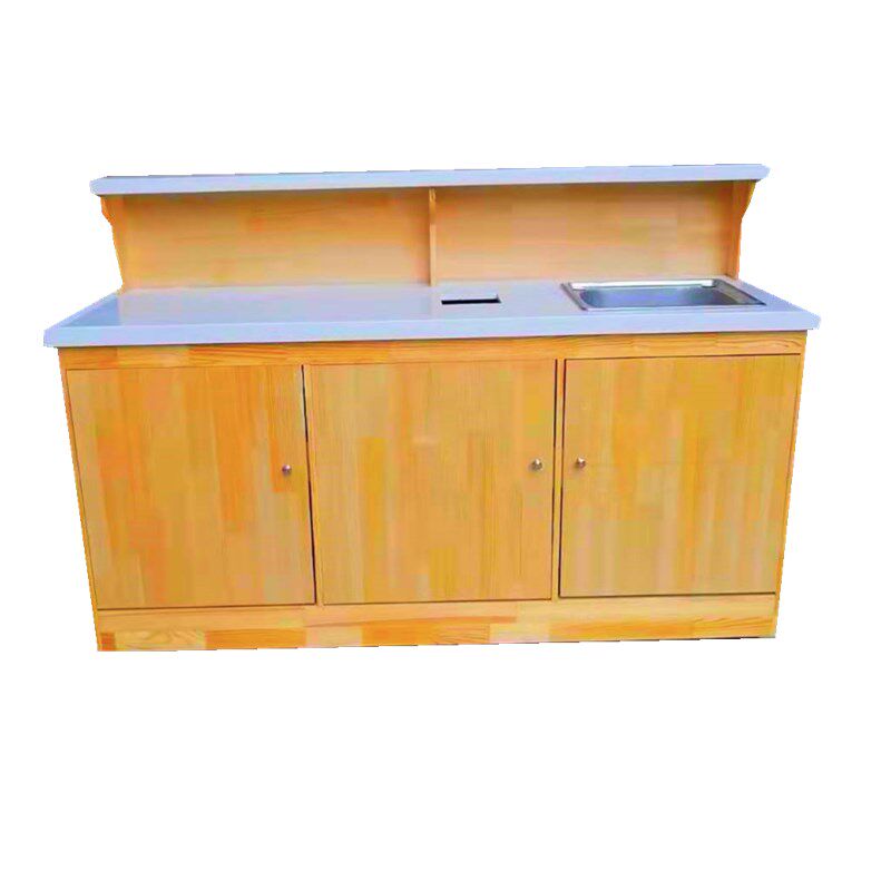 木质水果店用品切洗切配台大理石面果切工N作台装修布置展示货架