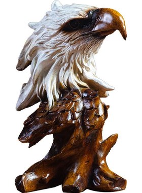 创意狼头兽首摆件复古仿根雕客厅玄关虎头摆设电视柜鹰头装饰品