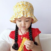 新品 韩版 宝宝假发太阳帽婴幼儿童沙滩帽女孩遮阳草帽防嗮帽春夏秋