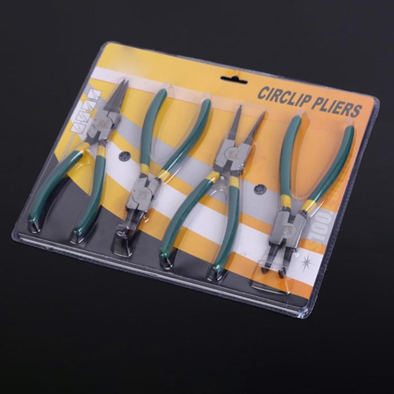 1/4 pcs Steel Circlip Pliers Set Internal External Curved St