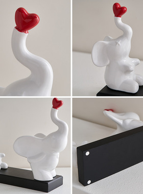 轻奢陶瓷母子大象红酒架摆件葡萄酒架子家用客厅酒柜餐桌面装饰品