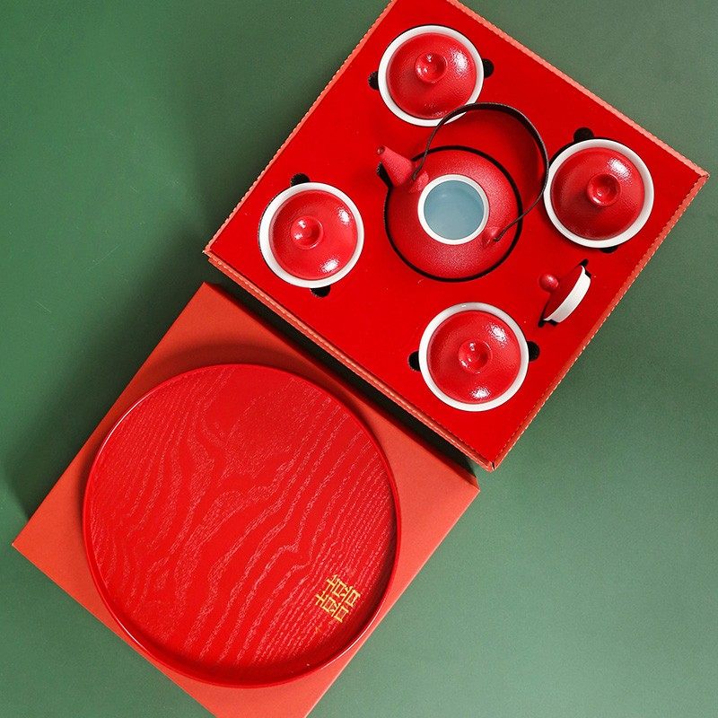 结婚两对敬茶杯婚庆红色茶碗茶具套装中式1茶壶4个新婚改口茶杯,节庆用品/礼品,喜碗/敬茶杯,淘宝优惠券,粉丝福利购,淘宝优惠卷