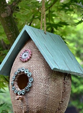 户外树脂鸟窝挂件鸟屋别墅花园庭院公园幼儿园装饰品挂饰园艺摆件