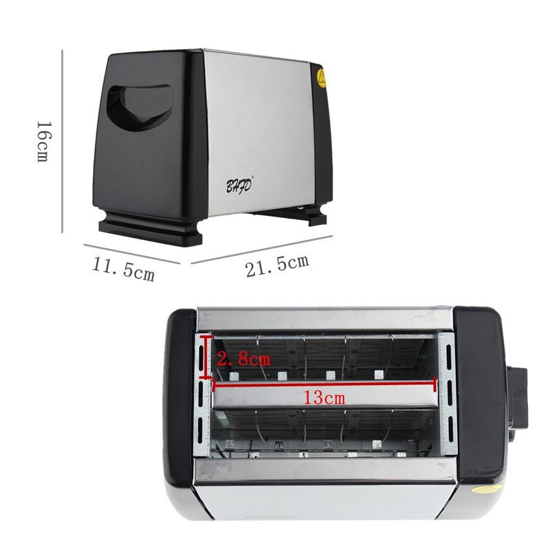Bread Toaster 2-Slices Kitchen Slots Baking Stainless-Steel