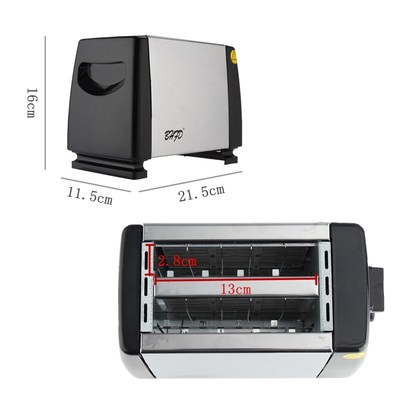 Bread Toaster 2-Slices Kitchen Slots Baking Stainless-Steel