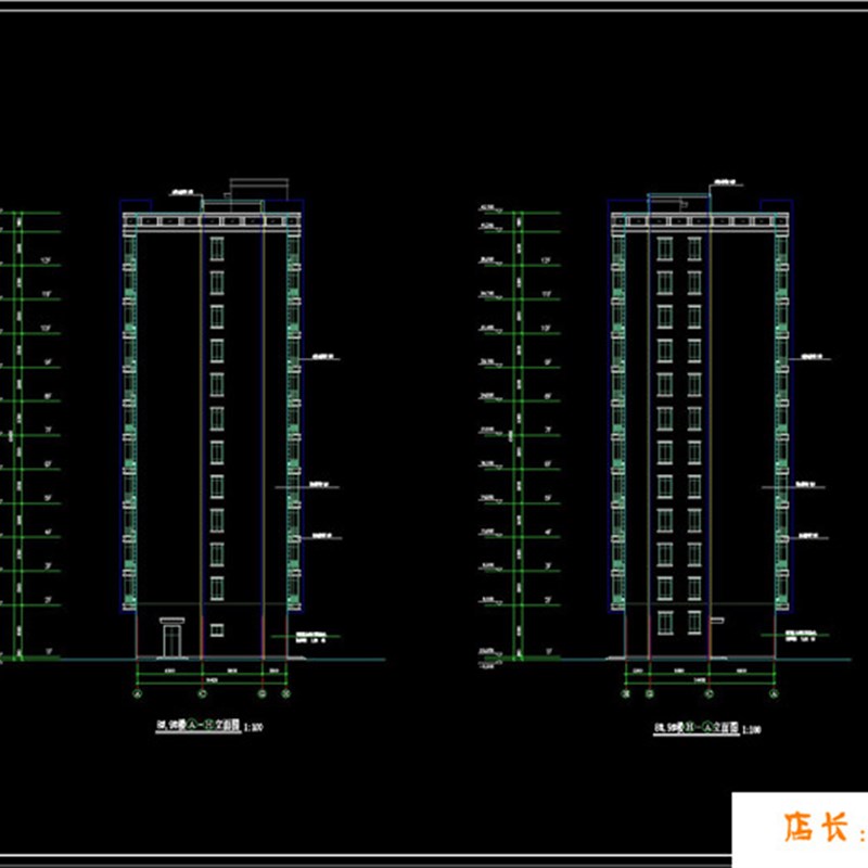 一套作为单身宿舍的12层青年公寓楼房建筑施工CAD图纸