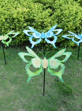 户外园林仿真动物墙壁装饰摆件庭院铁艺蝴蝶插件花园景观雕塑小品