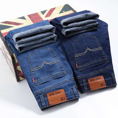 新品Men's Denim Shorts Men's Capri Pants Loose Straight 7 Su