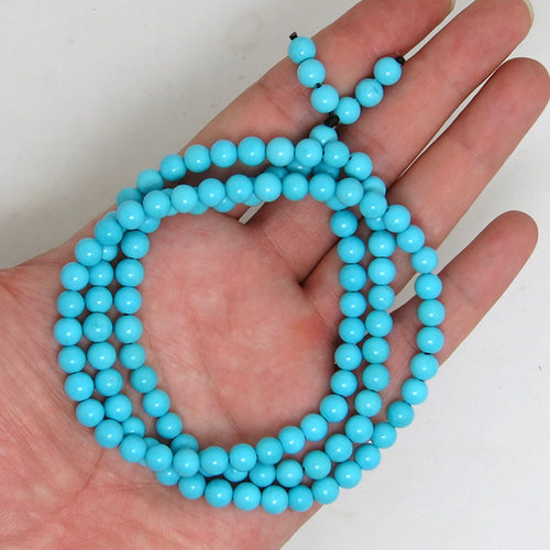 天然绿松石手串手链原矿高瓷蓝项链108佛珠圆珠原石散珠吊坠挂件