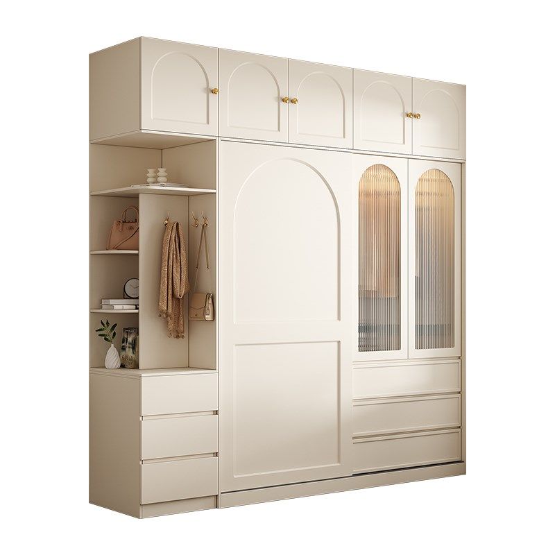 实木多层板法式奶油风推拉门衣柜小D户型家用卧室现代简约衣,住宅家具,自由组合衣柜,淘宝优惠券,粉丝福利购,淘宝优惠卷