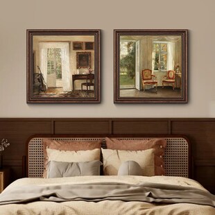 《一隅静谧》美式复古装饰画客厅艺术挂画餐厅油画过道卧室墙画