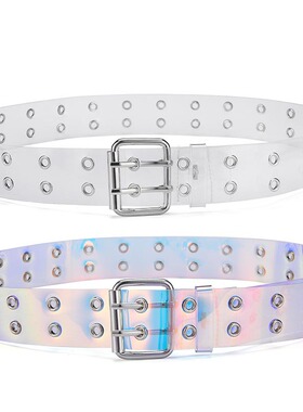 热销2022 Two Row PVC Clear Belt For Women Fashion Pin Buckle
