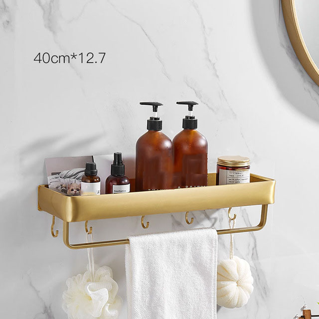 直销Bathroom Shelf Bath Shower SDhelf Aluminum Brushed Gold