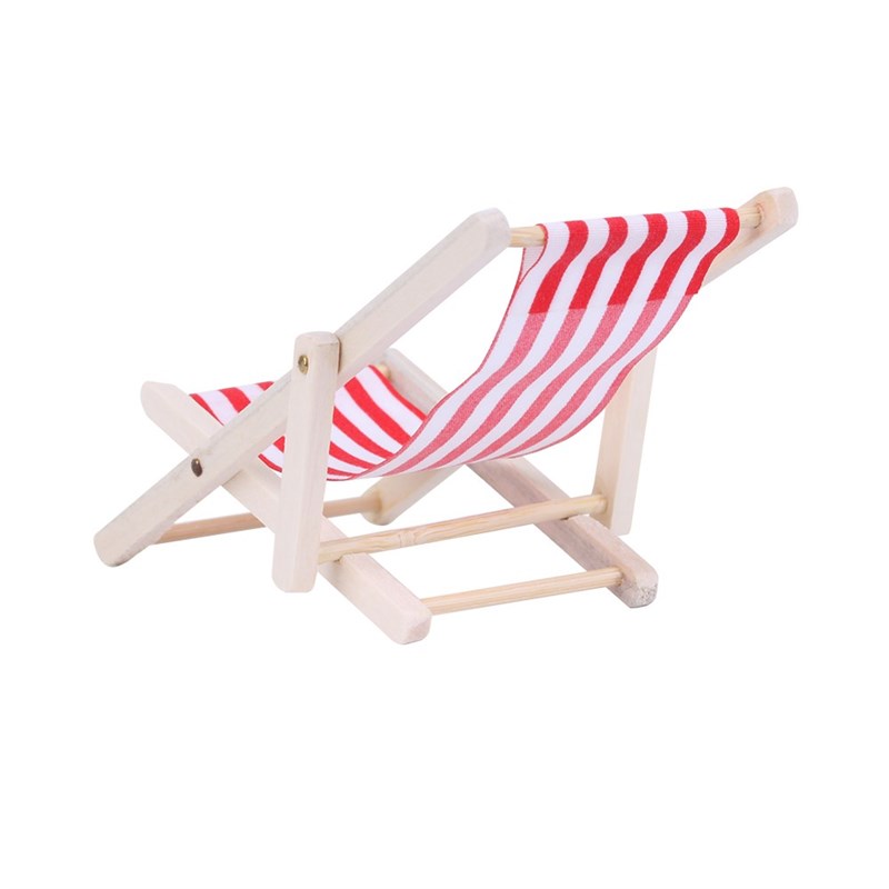 1PC Wooden Lounge Chair Striped for 1/12 Dollhouse Miniature