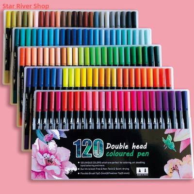 速发Dual Tip Brush Art Markers Pen 12/48/72/100/120 Colors W