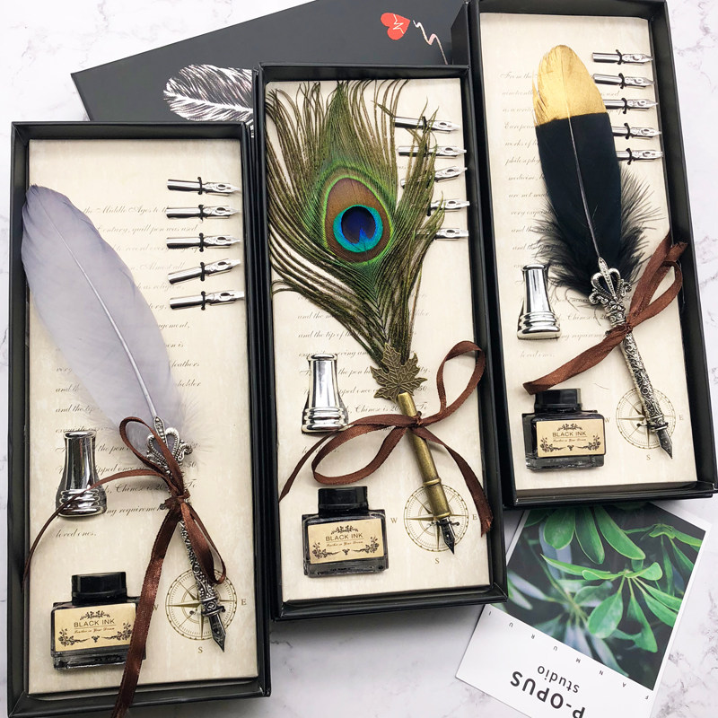 创意蘸水笔仙女鹅毛钢笔欧式个性复古英伦哈利波特学生用羽毛笔