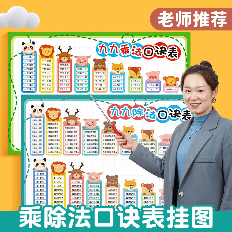 九九乘法口诀表小学生识字挂图一年级F加减法拼音墙贴数学幼儿早