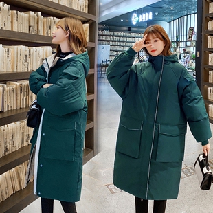 孕妇棉袄女2021新款中长加厚羽绒棉服外套大码宽松孕晚期冬装棉衣