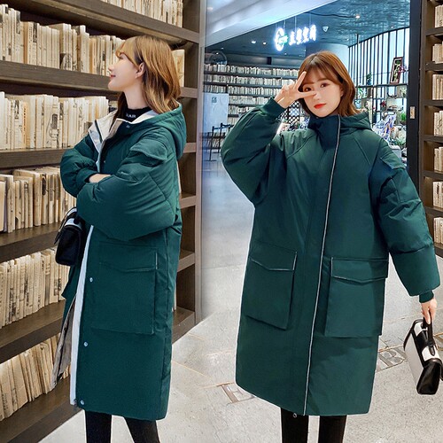 孕妇棉袄女2021新款中长加厚羽绒棉服外套大码宽松孕晚期冬装棉衣