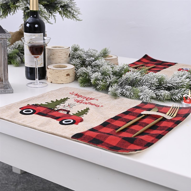 推荐耶诞餐垫新款耶诞节家庭装饰用品北欧风果盘桌布西餐碗盘桌垫