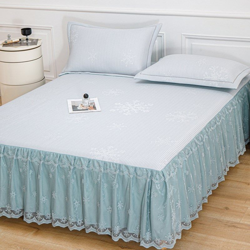 2024新款A类母婴级夏季床裙款冰丝凉席三件套防滑可机洗空调席子,床上用品,冰丝席,淘宝优惠券,粉丝福利购,淘宝优惠卷