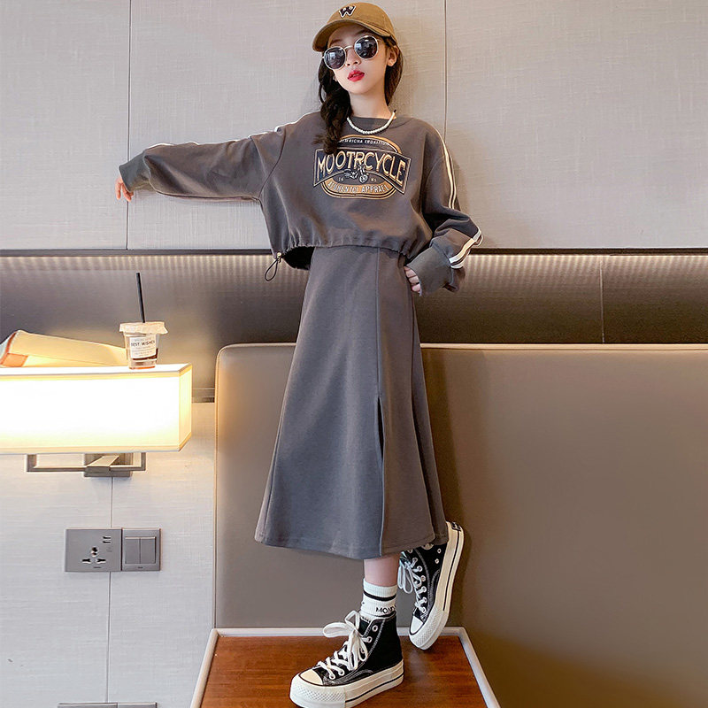 热销女童洋装春秋2023新款洋派儿童时髦秋季套裙网红大女孩套装裙