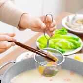 日本不锈钢火锅漏勺m带挂钩脑花涮肉神器过滤网筛汤底料煮面勺捞