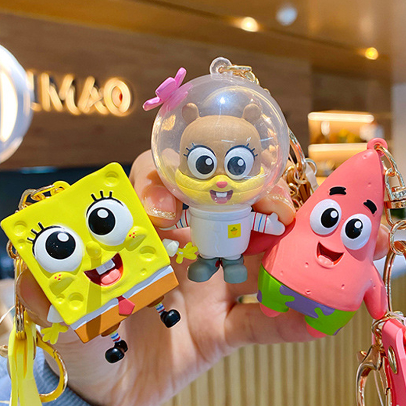 极速SpongeBob SquarePants Anime Figures Keychain Sandy Patri