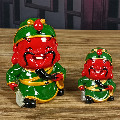 关公财神摆件小号武财神招财桌面汽车车内家居Q客厅卡通可爱装饰