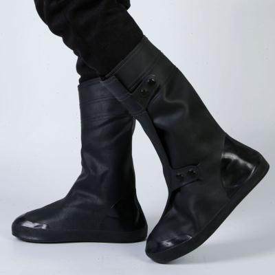 黑色高筒防雨鞋套男女户外防水雨天加厚防滑耐磨底雪地靴套黑色XL