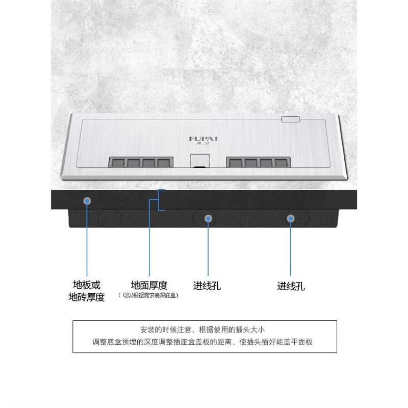 不锈钢开启式3位86面板地板插开启式隐藏式地插不锈钢地面插座