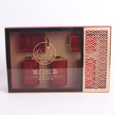祁门红茶包装盒透明n窗花茶叶礼盒5罐装茶叶包装盒茶盒空盒