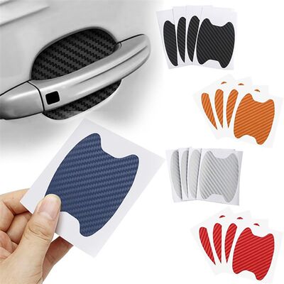 推荐4pcs/Set Carbon Fiber Texture Car Door Handle Cup Scratc