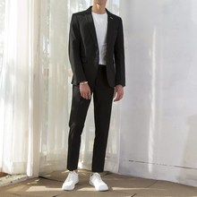 高级感休闲小个子西装单外套潮流帅气轻熟风男装灰色西服套装薄款