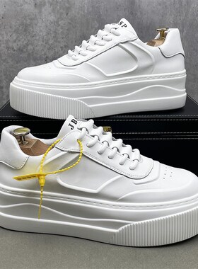 基础款小白鞋男2024新款白色板鞋潮流百搭男鞋增高厚底运动休闲鞋