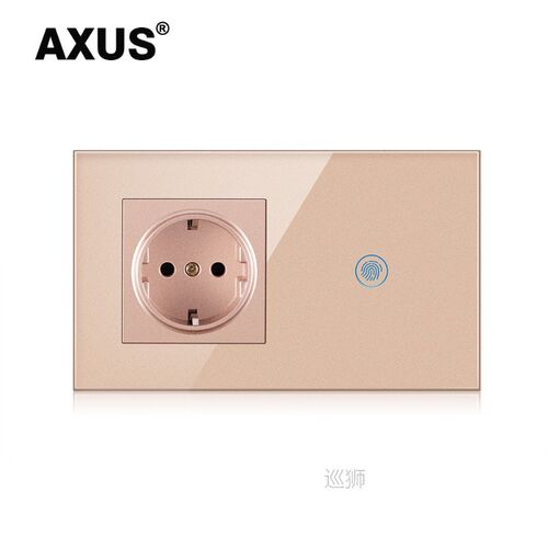 Touch Light Switch With EU Wall Socket White Black Golden Ho