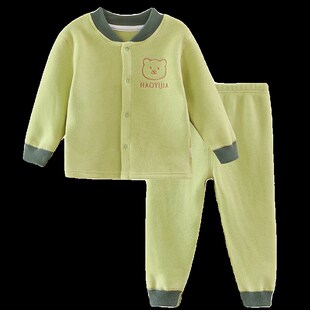 宝宝秋冬加绒加厚保暖套装男女摇粒绒婴幼儿家居服婴儿睡衣分体
