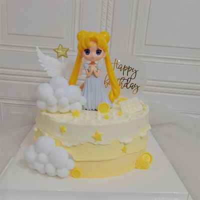 生日蛋糕装饰大号美少女摆件星星五角星卡通水冰月公主娃娃烘