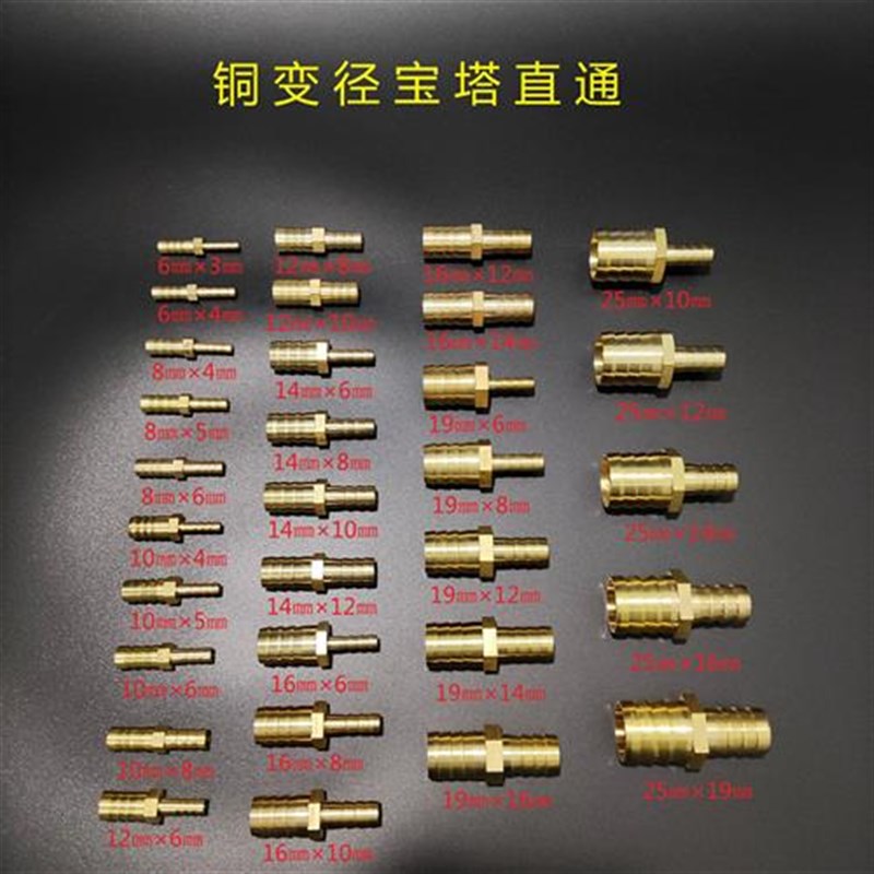 软管6转4mm直通大小头变径接头软水管19转8mm宝塔8转5mm14转8mm。