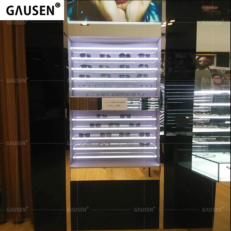 光字眼镜店铺展示柜n台木制压克力玻璃眼镜展示柜台道具展示柜货