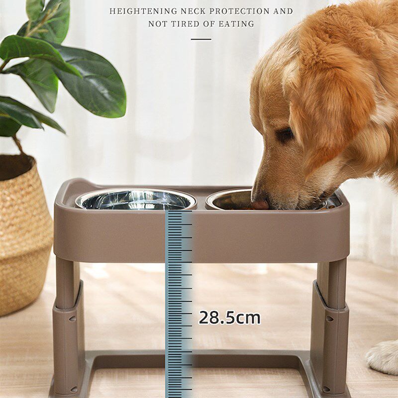 狗狗碗食盆大型犬狗盆防打翻护颈双碗金毛饭盆喝R水不锈钢宠物用