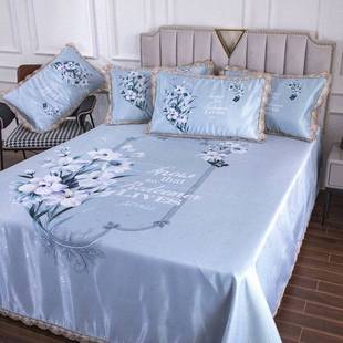 夏季冰丝凉席三件套1.5/1.x8/2米床单款夏天空调软席可机水洗折叠